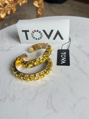 Tova Gold-Tone Cuff Bracelet with citrine Yellow Crystals